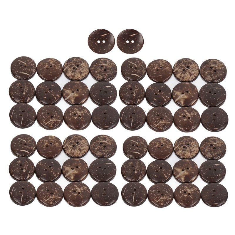 Coconut Shell Buttons: 50 Pcs 2 Hole Composite Wood - Soft Minimalist Colors Natural Texture Craft Buttons for DIY Sewing Art Projects Clothing Decor - Image 1