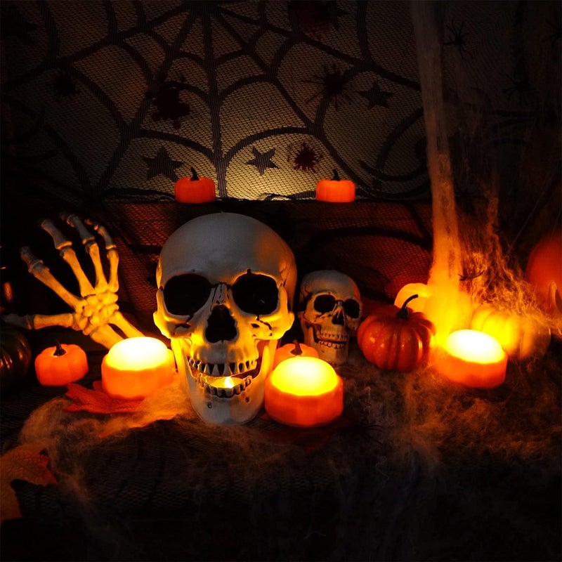 Homemory Halloween Bright LED Pumpkin Lights with Remote Control and Timers, Jack O’ Lantern Lights Battery Operated for Halloween, Fall Decorations, Orange, Outdoor, Set of 2 - Image 4