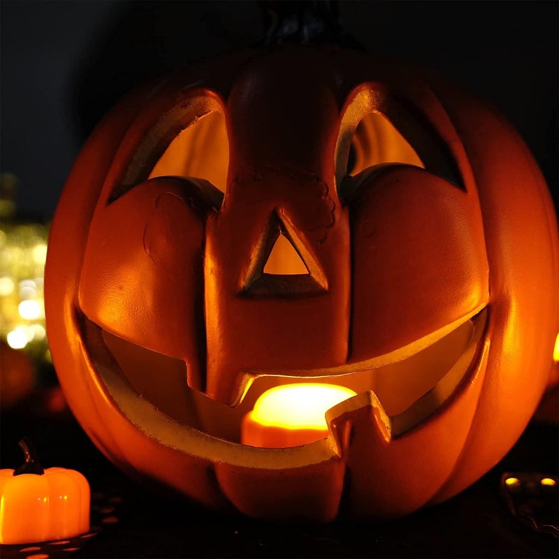 Homemory Halloween Bright LED Pumpkin Lights with Remote Control and Timers, Jack O’ Lantern Lights Battery Operated for Halloween, Fall Decorations, Orange, Outdoor, Set of 2 - Image 5