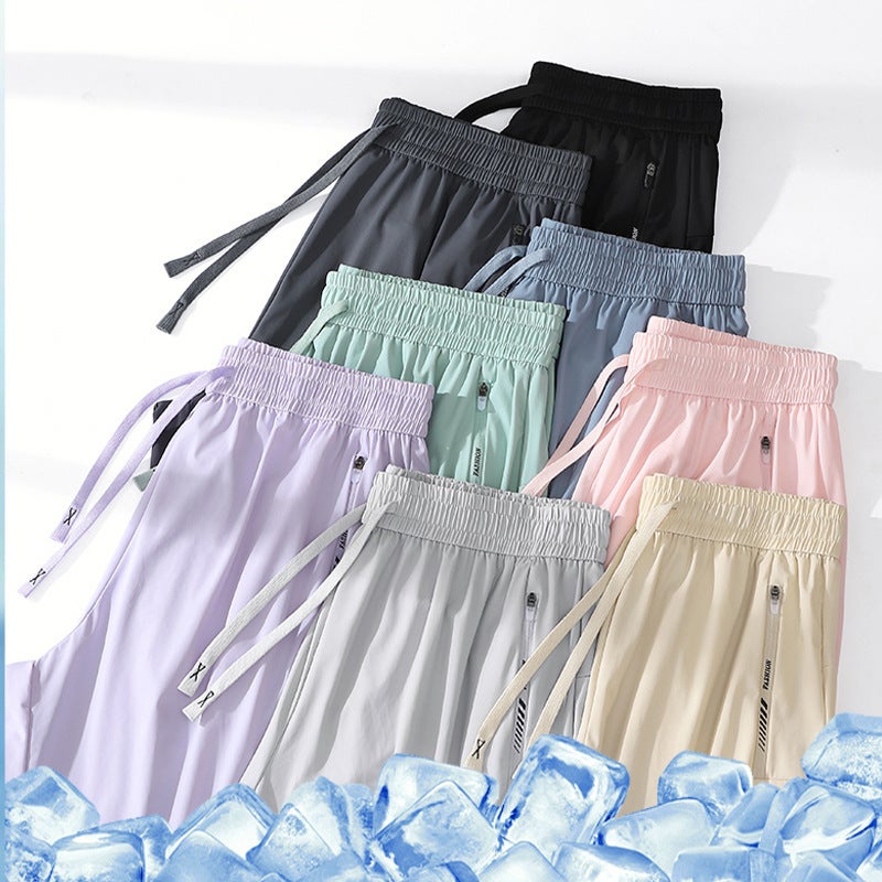 Men'S And Women'S Ice Silk Stretch Explosion Lovers Sports Pants Casual Joker Anti Uv - Image 2