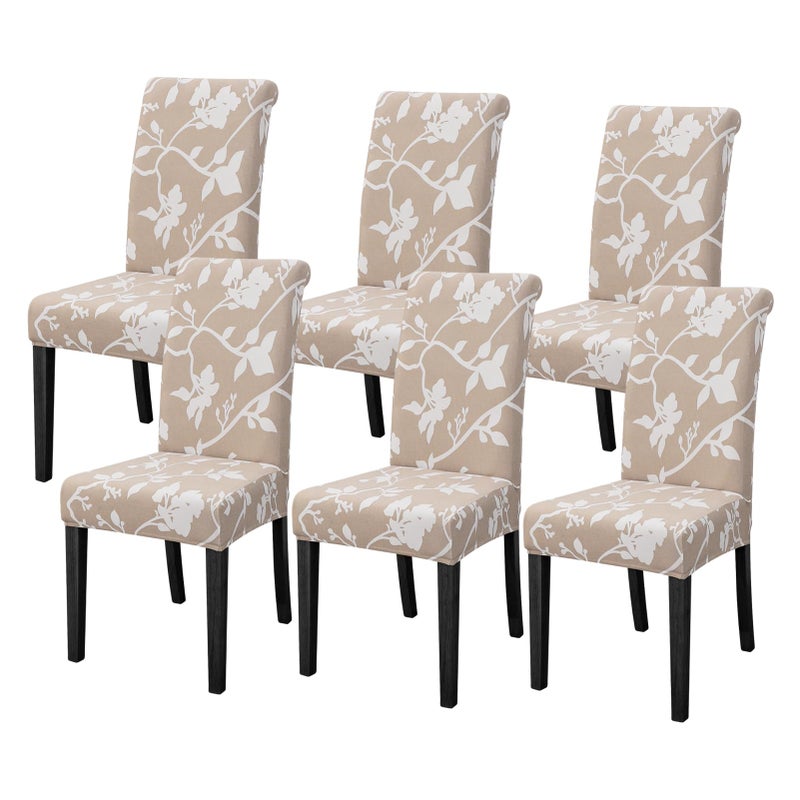 FORCHEER Dining Chair Covers Set of 6 Stretch Floral Dining Chair Slipcovers for Parson Chairs 6 Pack Washable Removable (6 #16) - Image 1