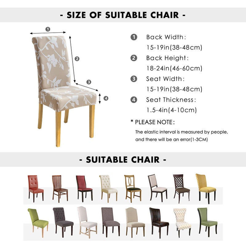 FORCHEER Dining Chair Covers Set of 6 Stretch Floral Dining Chair Slipcovers for Parson Chairs 6 Pack Washable Removable (6 #16) - Image 2