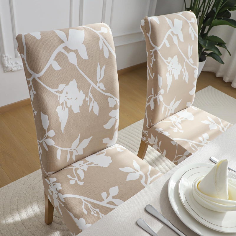 FORCHEER Dining Chair Covers Set of 6 Stretch Floral Dining Chair Slipcovers for Parson Chairs 6 Pack Washable Removable (6 #16) - Image 5