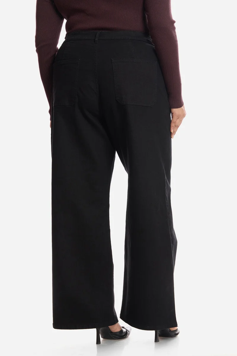 Virgio  Solid Cotton Denim Wide Leg Plus Size Jeans for Women for Women | Best Price UAE