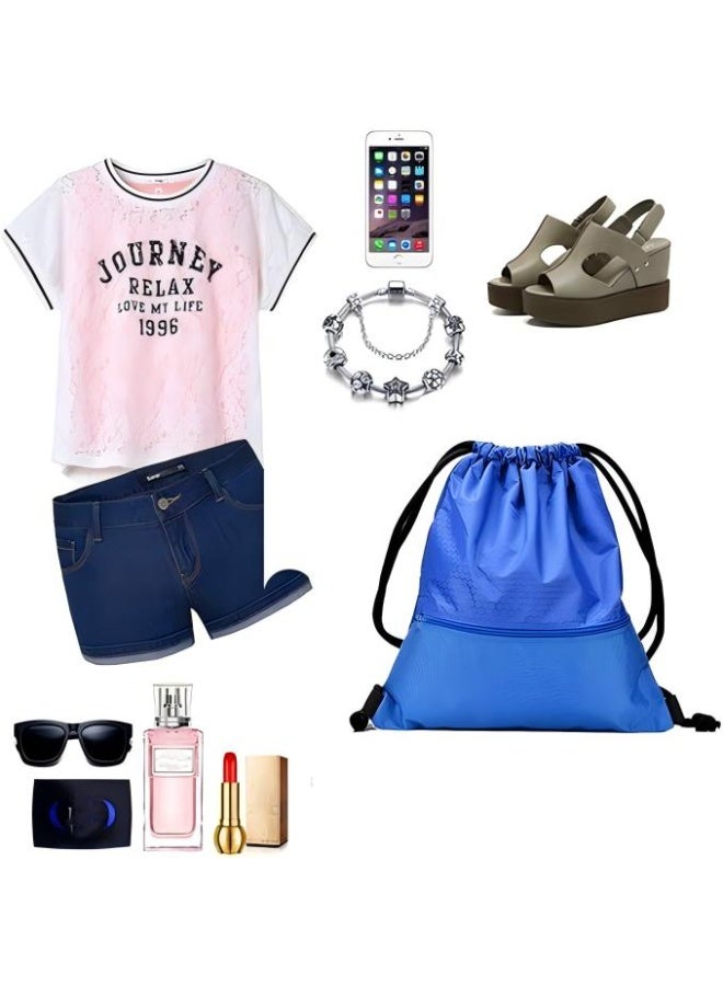 حقيبة ظهر برباط، حقيبة خلفية برباط مقاوم للماء مع جيب بسحاب، حقائب سباحة برباط لصالة الألعاب الرياضية للرجال والنساء - Image 4