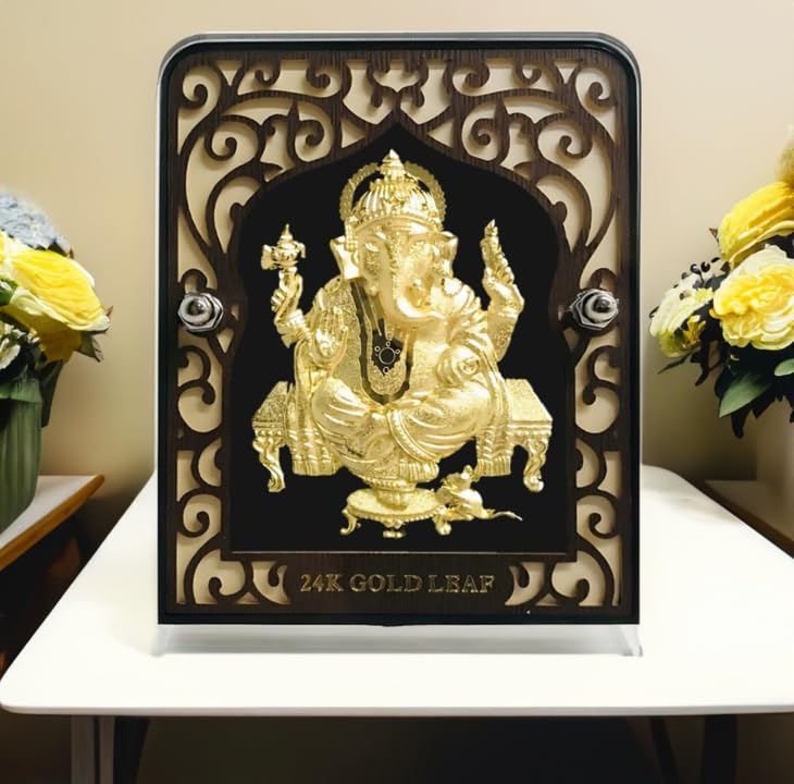 ARTSMINE 24k GANESHA GOLD FOIL FRAME FOR HOME DECORE GIFT POOJAROOM AND OFFICE USE PURITY CERTIFICATE RESALE VALUE - Image 5
