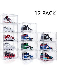GoldenLike Shoe Storage Box,Shoe Organizer for Closet 12 Pack Stackable Shoe Boxes Clear Plastic Shoe Containers Shoe Storage Organizer Bins with Lids  - Image 1
