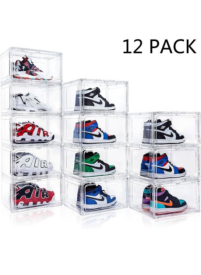 GoldenLike - Shoe Storage Box,Shoe Organizer for Closet 12 Pack Stackable Shoe Boxes Clear Plastic Shoe Containers Shoe Storage Organizer Bins with Lids - Image 1