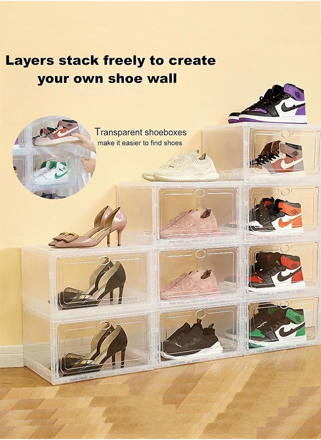 GoldenLike - Shoe Storage Box,Shoe Organizer for Closet 12 Pack Stackable Shoe Boxes Clear Plastic Shoe Containers Shoe Storage Organizer Bins with Lids - Image 1