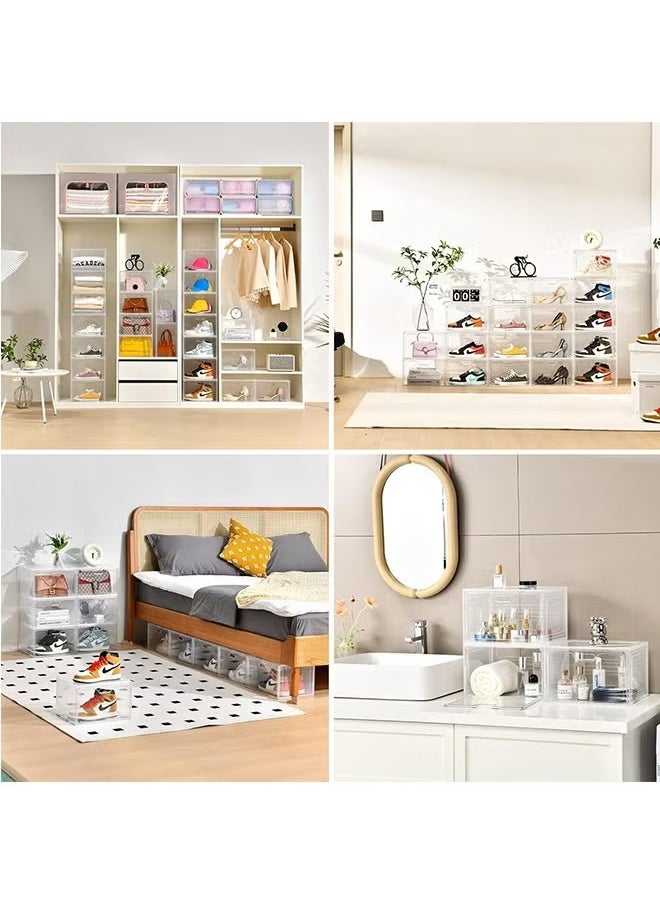 GoldenLike - Shoe Storage Box,Shoe Organizer for Closet 12 Pack Stackable Shoe Boxes Clear Plastic Shoe Containers Shoe Storage Organizer Bins with Lids - Image 1