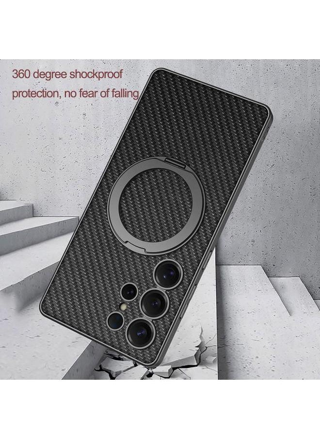 GKK - Case For Samsung Galaxy S25 Ultra 5G Metal Paint Skin Feel Leather MagSafe Holder Phone Case - Image 1