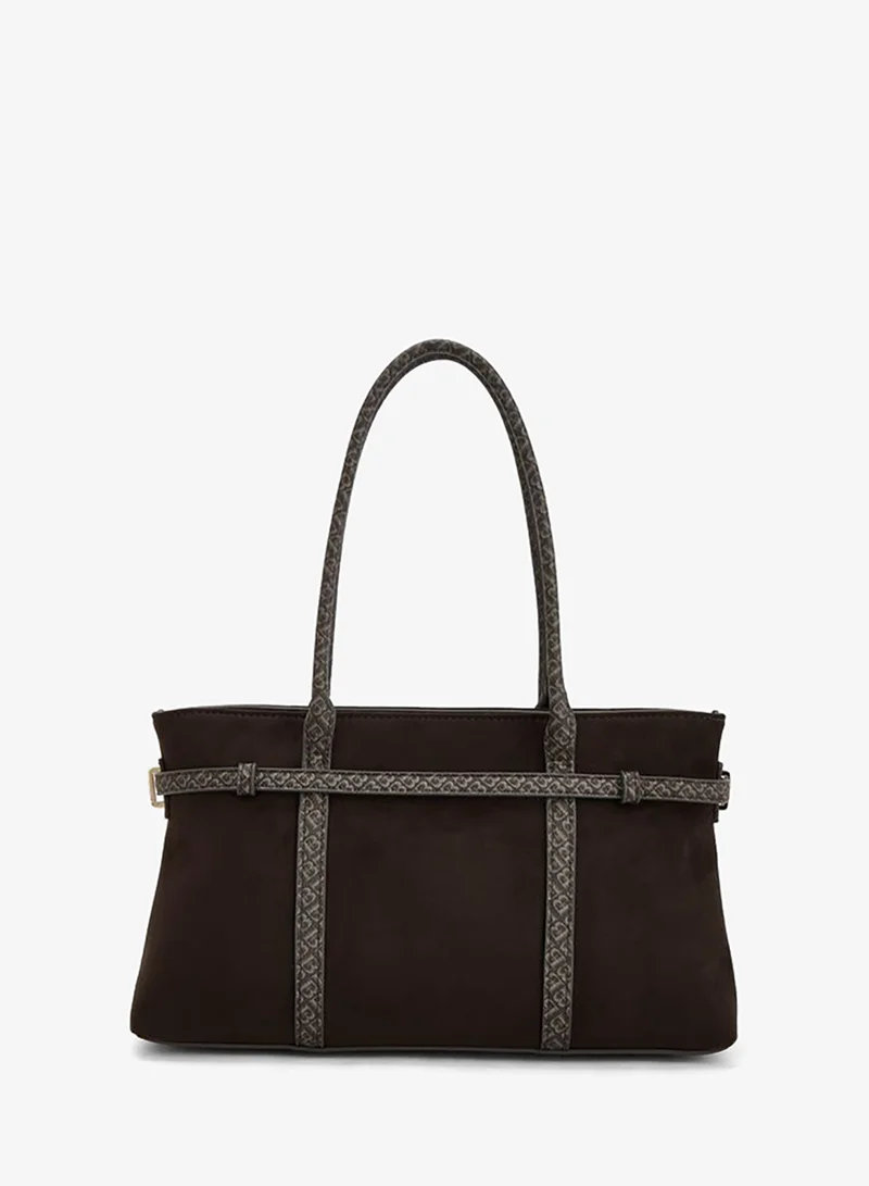 Flora Bella By Shoexpress BROWN Monogram Tote Bag With Zip Closure for Women | Best Price UAE