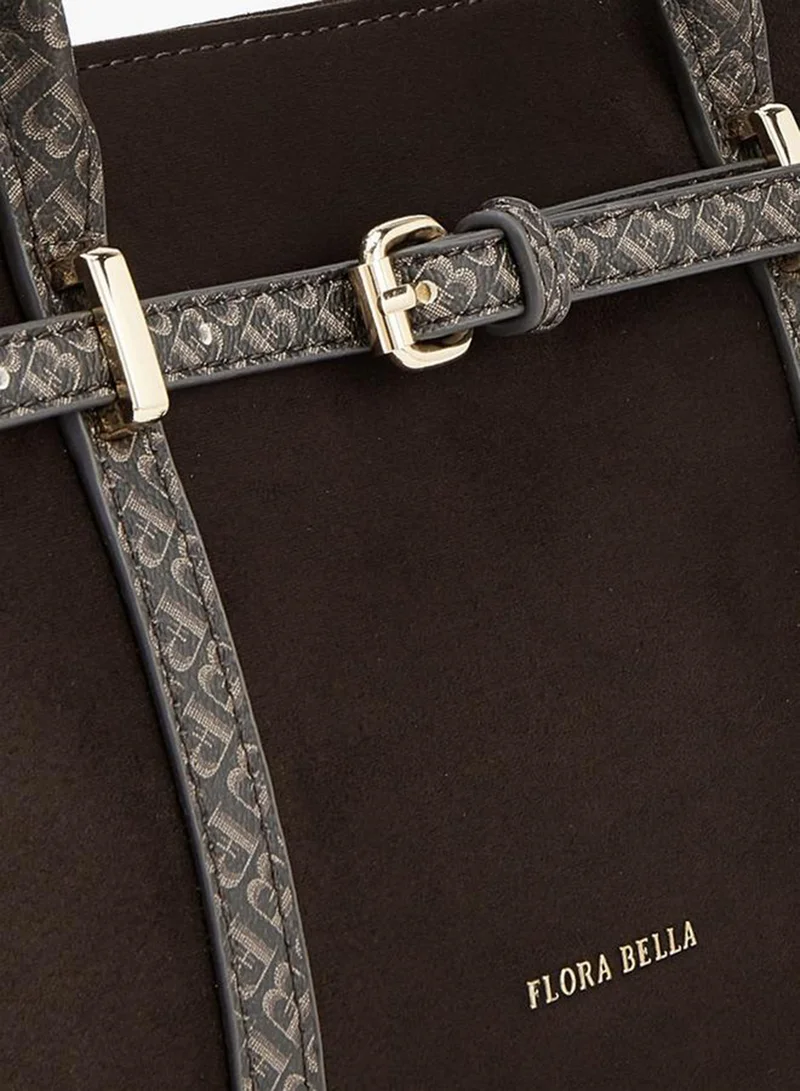 Flora Bella By Shoexpress BROWN Monogram Tote Bag With Zip Closure for Women | Best Price UAE