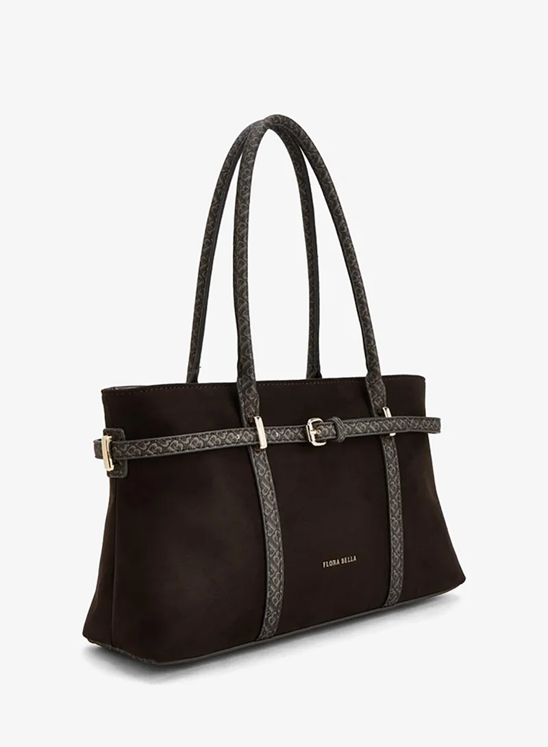 Flora Bella By Shoexpress BROWN Monogram Tote Bag With Zip Closure for Women | Best Price UAE