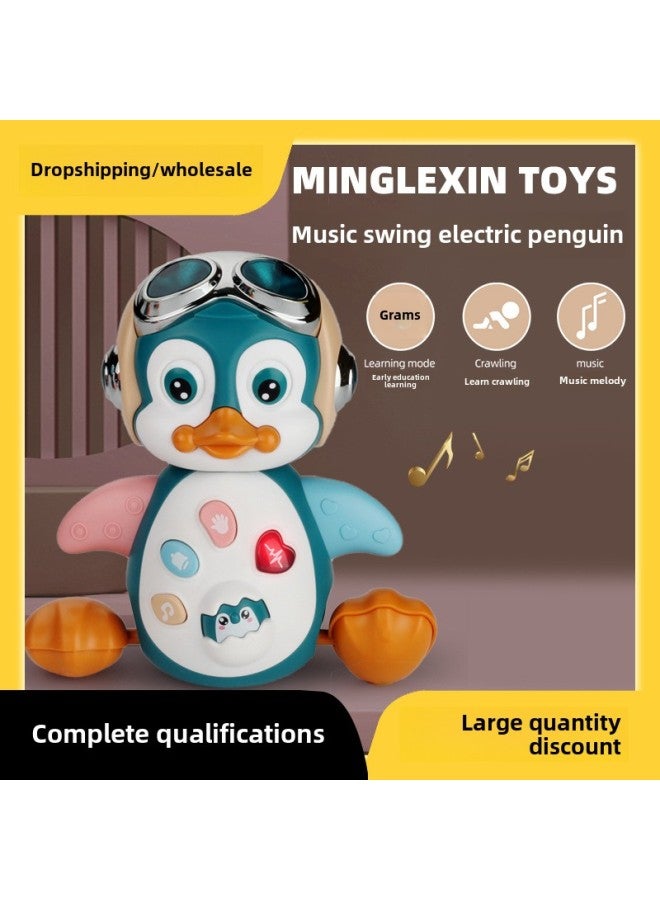 Electric Singing Dancing Penguin Children's Toys 0-1 Year Old Baby Sound And Light Swing Small Yellow Duck Early Education Educational Toys-Color:Red Hat-voice-controlled Swing Penguin-Specifications:Charging Version + Color Box + Screwdriver For Free  - Image 2