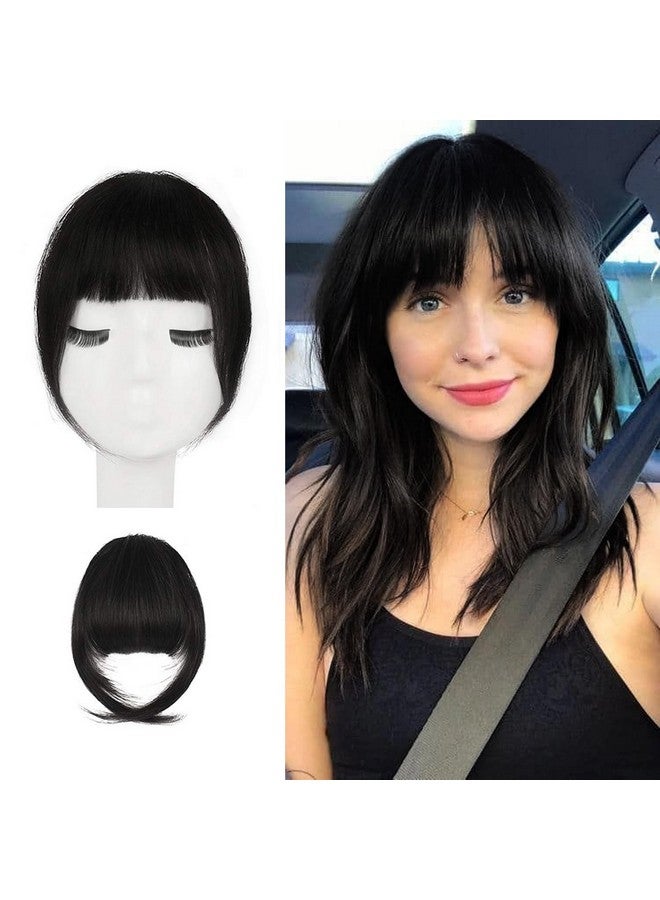 BARSDAR Clip in Bangs - Human Hair Bangs Extensions for Women, French Thick Black Hair Bangs Clip in - Real Human Hair Bangs Natural Hair Clip in Bangs Hairpieces Girls Daily - Natural Black - Image 1