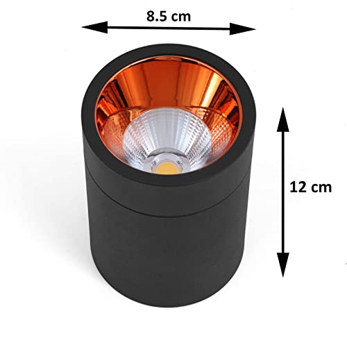 FILLISKA® 12 Watt LED Surface/Spot Light, Black & Rose Gold Finish, Shockproof Alluminium Body & Antiglare Diffuser (Warm White) - Image 3