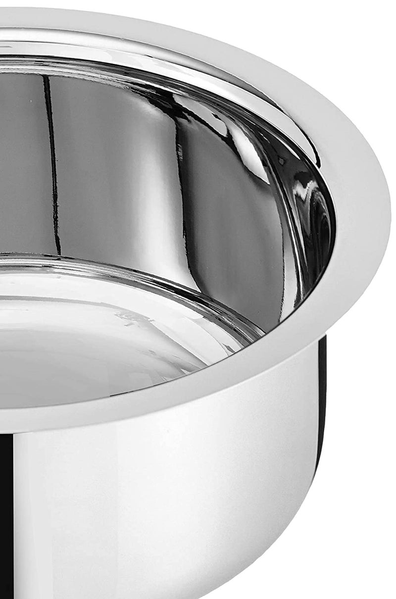 RBGIIT Stainless Steel Tope Induction TRIPLY Base Patila Heavy Bottom Bhagona Tapeli Used for Boiling Milk Thick Container for Cooking Rice biryani with Flat Base dekchi pan 1500 ML - Image 2