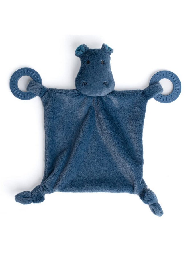 Bella Tunno Teether Buddy Soft Plush Baby Lovey With Textured Baby Teether Toy And Gentle Rattling Head Comforts And Brings Teething Relief Colorful Animalthemed Baby Teething Toys (Hippo)  - Image 1