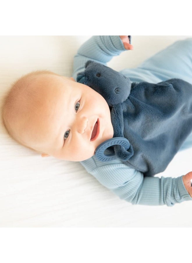 Bella Tunno Teether Buddy Soft Plush Baby Lovey With Textured Baby Teether Toy And Gentle Rattling Head Comforts And Brings Teething Relief Colorful Animalthemed Baby Teething Toys (Hippo)  - Image 4