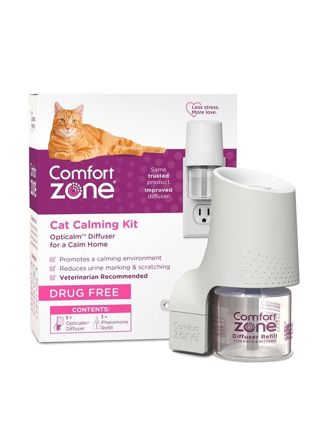 Comfort Zone Comfort Zone 30 Day Starter Kit: 1 Cat Calming Diffuser & 1 Refill; Cat Pheromones Help Anxiety; Reduce Stress, Urine Marking, Scratching  - Image 1