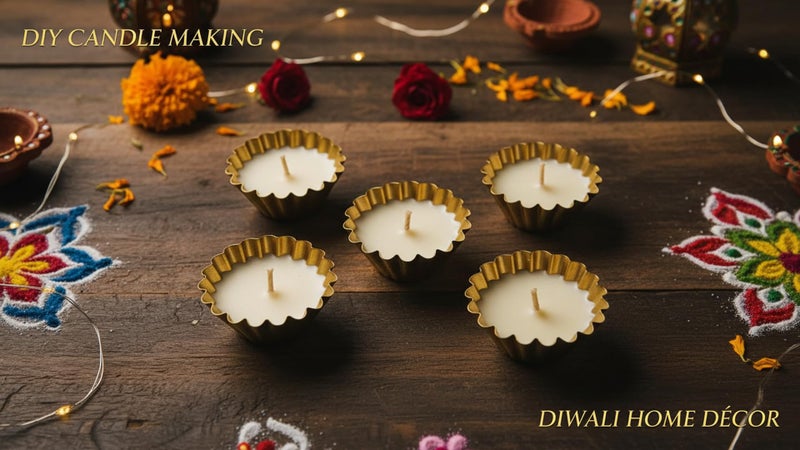 PRANSUNITA Candle Making Metal Urli – 3 inch- Designer Mold- for DIY Candle Making - Tea-Light Candles- Diwali Home Décor – 5 pcs – Golden Color - Small urli - Image 4