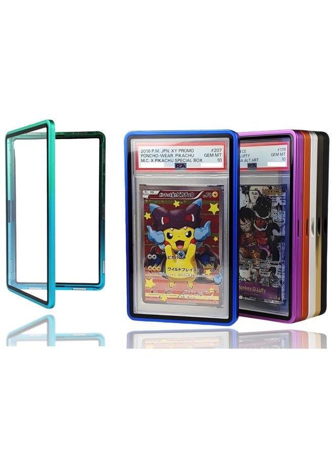 RedCap Magnetic Aluminum Graded PSA Slab Guard UV Resistant Glass 35PT Premium Protector Display Case For Standard PSA CGC Graded Sport Trading Cards - Aqua Storm - Image 1