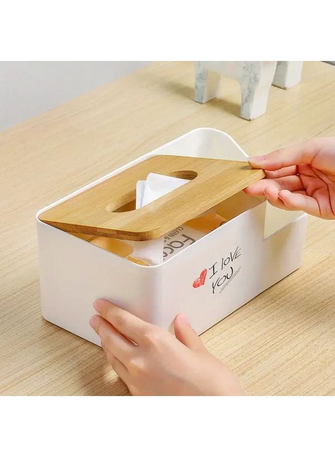 White Remote Control Holder With Tissue Box Heart Design Living Room Kitchen Table Gift - Image 2