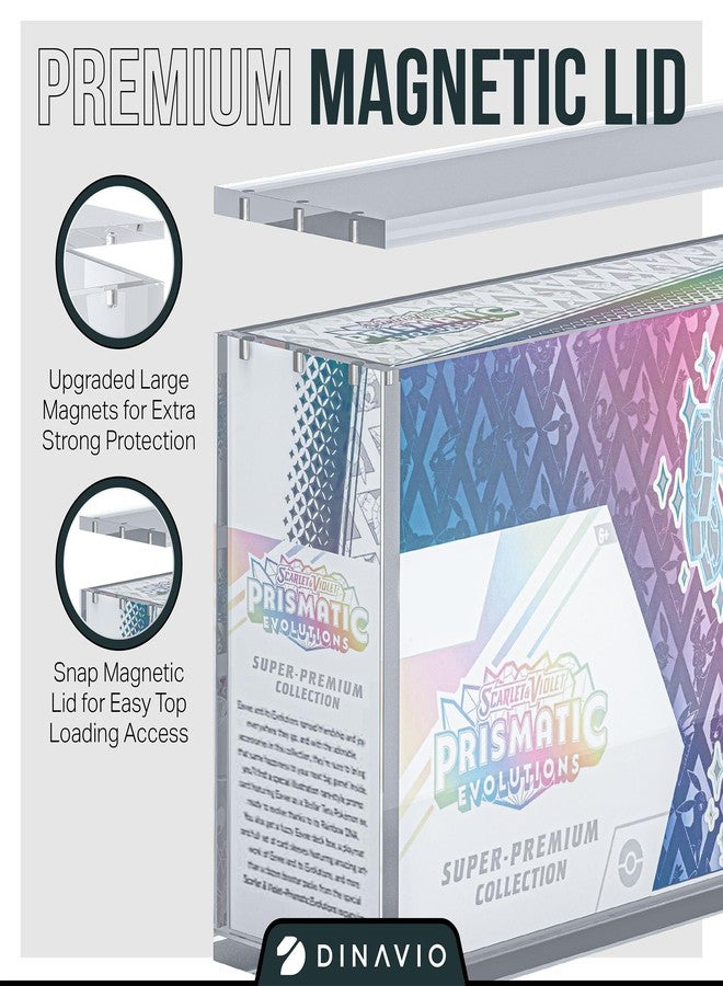 Dinavio Crafthouse Prismatic Evolutions SPC Box Acrylic Display Case with Magnetic Lid - 8 + 5mm Thick Acrylic with 5x3mm Magnets - Compatible with Prismatic Evolutions Super-Premium Collection Box - Image 3