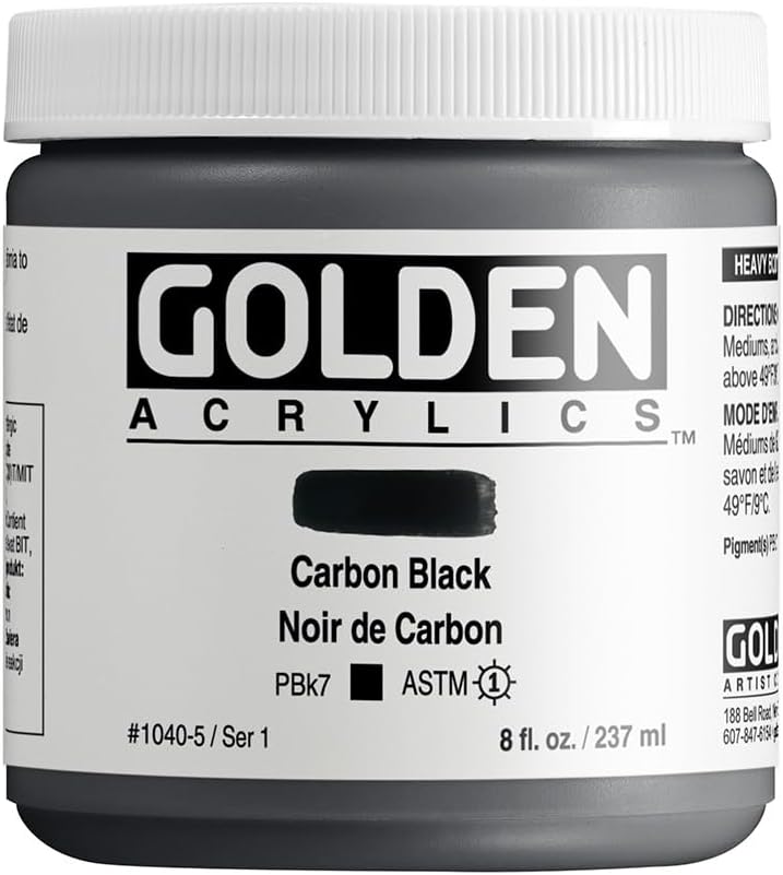 Golden Artist Colors Heavy Body Acrylic Paint - Carbon Black, 8 oz Jar - Image 1