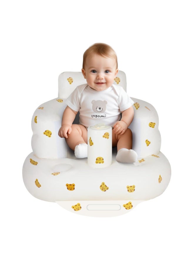 دايتويز كرسي أطفال قابل للنفخ، مقعد أطفال قابل للنفخ للأطفال من عمر ٣ أشهر فما فوق، كرسي صيفي قابل للنفخ مع مضخة هواء مدمجة، مقعد بومبو لتعلم الجلوس، اللعب، التخييم، النمر. - Image 1