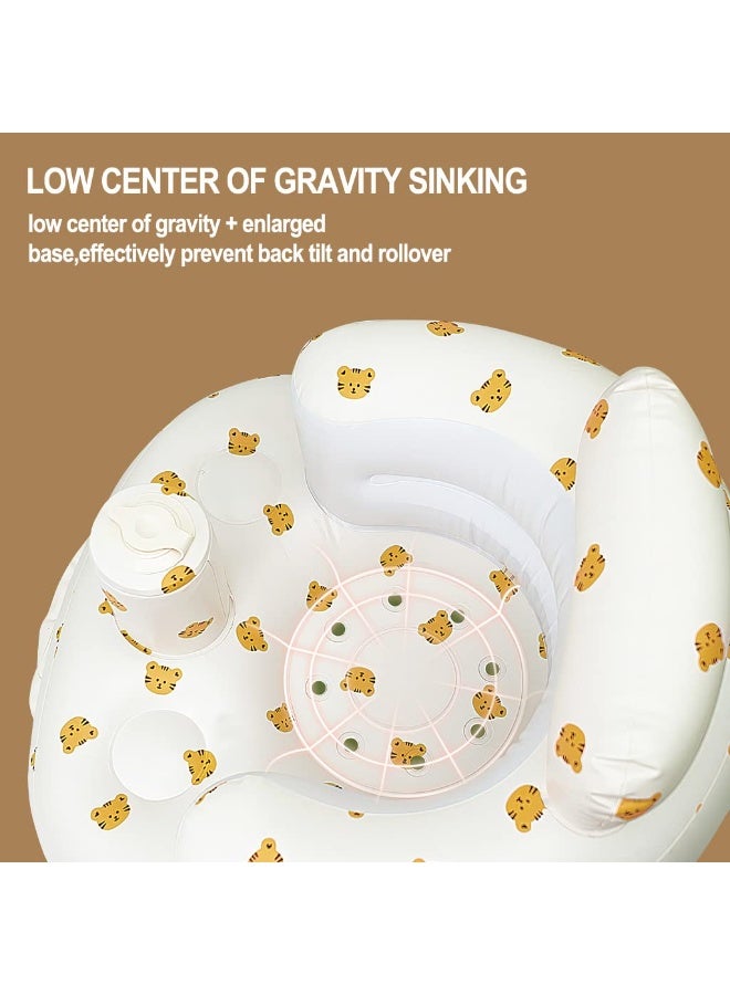 دايتويز كرسي أطفال قابل للنفخ، مقعد أطفال قابل للنفخ للأطفال من عمر ٣ أشهر فما فوق، كرسي صيفي قابل للنفخ مع مضخة هواء مدمجة، مقعد بومبو لتعلم الجلوس، اللعب، التخييم، النمر. - Image 5