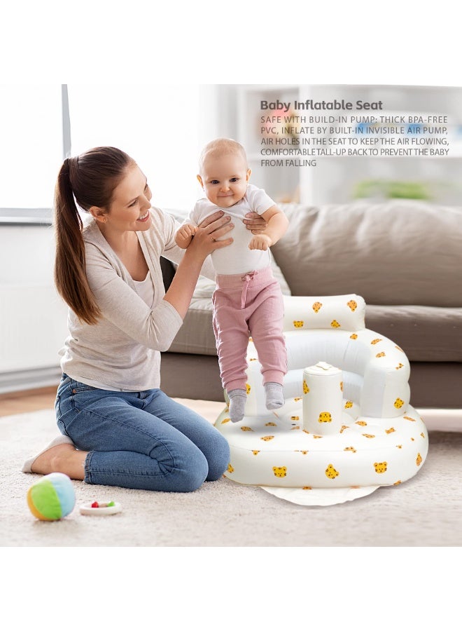 دايتويز كرسي أطفال قابل للنفخ، مقعد أطفال قابل للنفخ للأطفال من عمر ٣ أشهر فما فوق، كرسي صيفي قابل للنفخ مع مضخة هواء مدمجة، مقعد بومبو لتعلم الجلوس، اللعب، التخييم، النمر. - Image 2