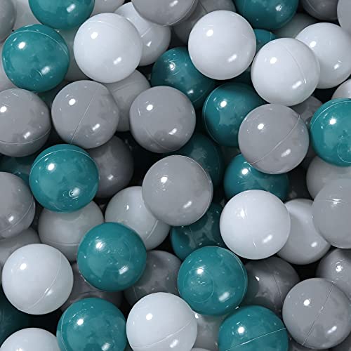 Realhaha Ball Pit Balls 100 Play Balls Plastic Balls for Baby Girls Toddlers Kids Play Tent Pool Playhouse Playpen Party Decoration Dark Green Gray White - Image 1