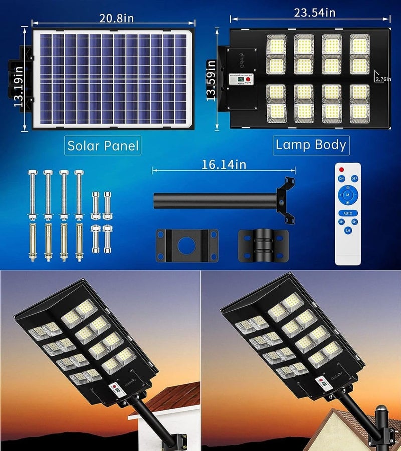 RJ - 400 Watt Solar Street Lights Outdoor Automatic Motion Sensor Lights High Lumen Waterproof Solar LED Lamp with Aluminum Wall Mounting Bracket with Remote Control (2 Years Warranty) - Image 4