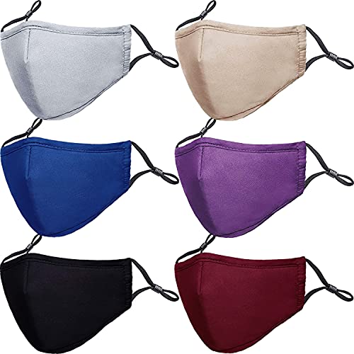 PAGE ONE Reusable Cloth Face Masks Washable Adjustable Breathable Cotton Face Mask for Women Men/6PC - Image 1
