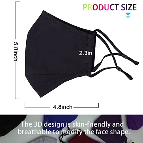 PAGE ONE Reusable Cloth Face Masks Washable Adjustable Breathable Cotton Face Mask for Women Men/6PC - Image 3