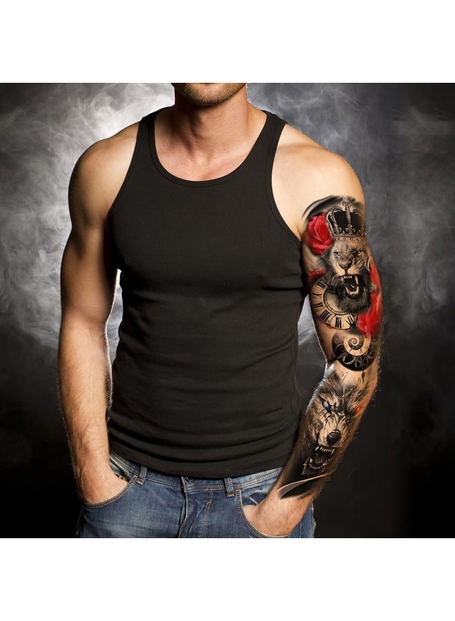 Kotbs 6 Sheets Realistic Lion King Long Full Temporary Tattoos for Women Men Kids Adults, Large Wolf Animal Fake Temporary Tattoo Sleeves Waterproof Leg Arm Temp Tatoos Fake Tattoos - Image 3