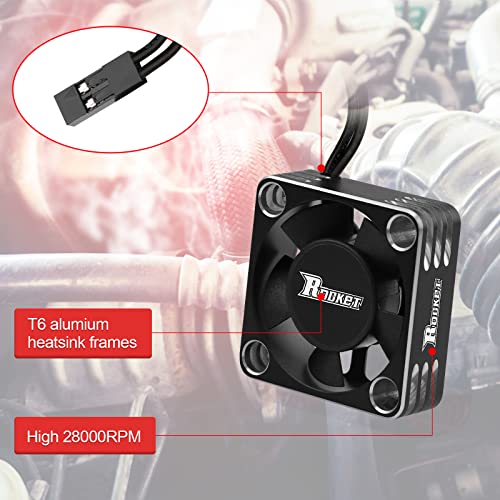 ARRAROWN 30mm RC Motor Heatsink 28000RPM ESC Cooling Fan for RC Car 1/8 1/10 1/12 Scale 540 550 Brushless Motor (Black+Silver) - Image 3