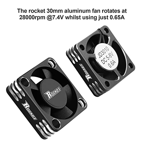 ARRAROWN 30mm RC Motor Heatsink 28000RPM ESC Cooling Fan for RC Car 1/8 1/10 1/12 Scale 540 550 Brushless Motor (Black+Silver) - Image 2