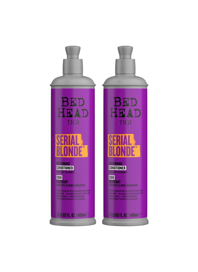 Bed Head Tigi Serial Blonde Conditioner - Ideal for Natural and Coloured Blonde Hair - Strengthen Blonde Hair, 400 ml, 2 Pack  - Image 1