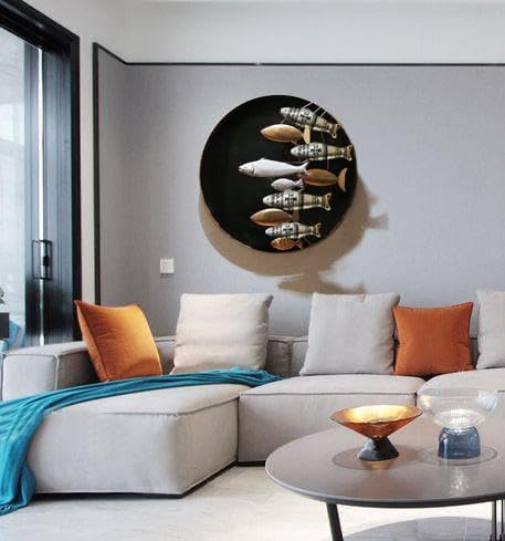 ZOVE Modern Handcrafted Fish Design Metal Wall Decor Perfect for Living Room//Drawing Room//Hotel // Restaurant // (Colour: Multicolour) (Size: 29 x 29 INCH) - Image 4