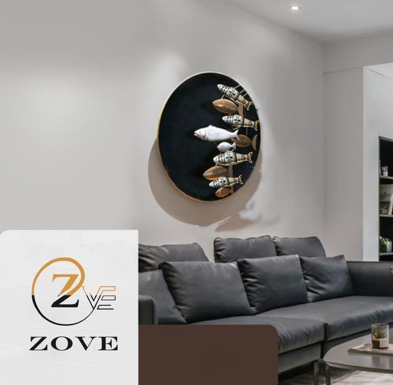 ZOVE Modern Handcrafted Fish Design Metal Wall Decor Perfect for Living Room//Drawing Room//Hotel // Restaurant // (Colour: Multicolour) (Size: 29 x 29 INCH) - Image 3