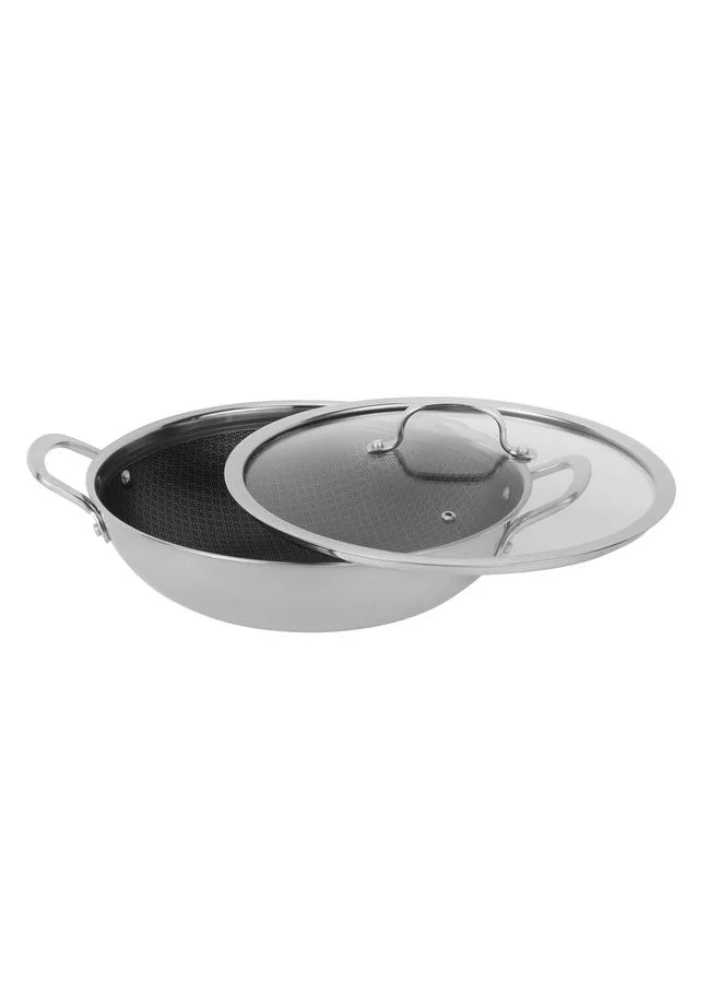 Royalford Honeycomb Wokpan with Glass Lid