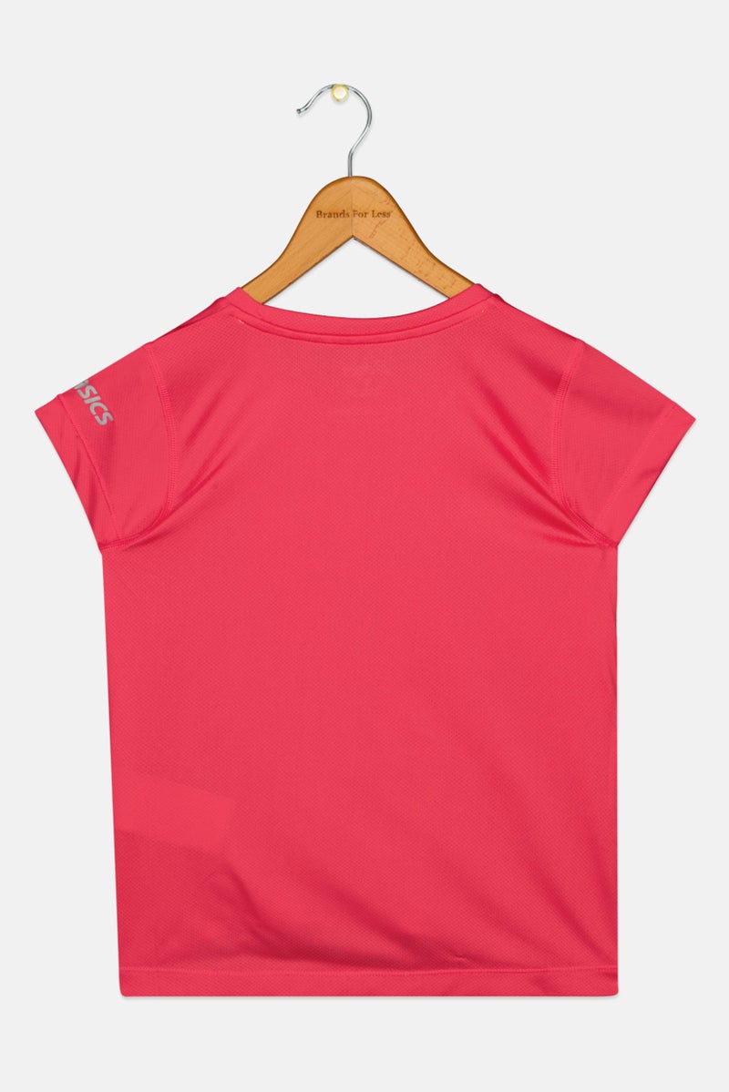 asics ملابس رياضية للبنات للأطفال تي شيرت تدريب بأكمام قصيرة، وردي - Image 2