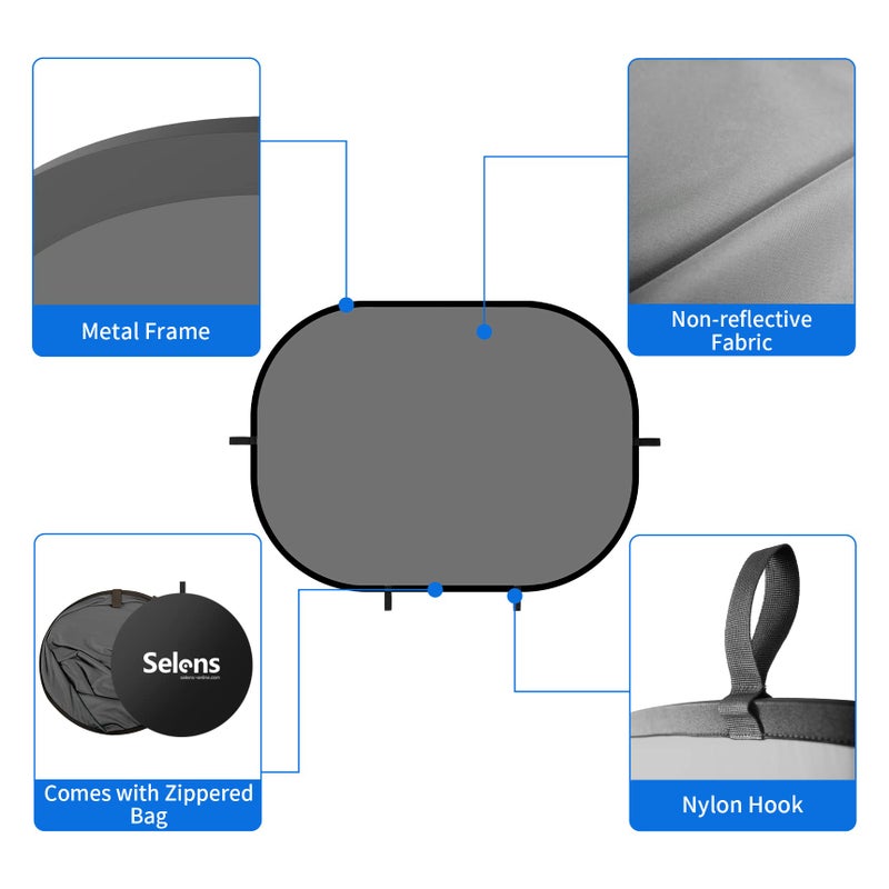 Selens Selens Collapsible Backdrop 59x78.7inches Pop Up Blue Grey Background with Carrying Bag for YouTube Streaming Photo Studio Portrait Photography Background Double Sided Backdrop Pop Up Screen 2 in 1 - Image 4