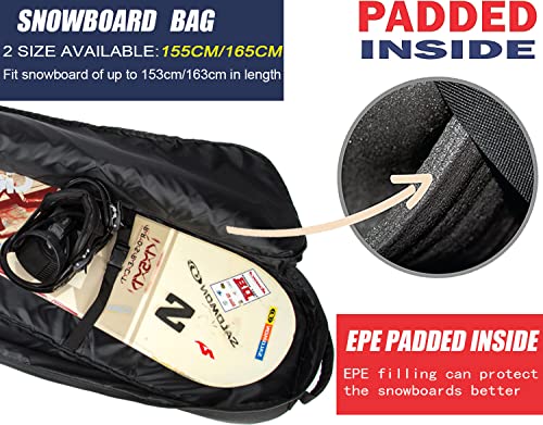 MERALIAN Snowboard Bag for Air Travel,Padded Snowboard Bag Fit Board,Boots, Jacket, Pants, Helmet and Gear,Available Length in 155cm 165cm. (BLK/BLUE, 165CM) - Image 2