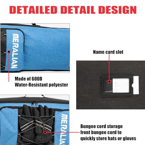 MERALIAN Snowboard Bag for Air Travel,Padded Snowboard Bag Fit Board,Boots, Jacket, Pants, Helmet and Gear,Available Length in 155cm 165cm. (BLK/BLUE, 165CM) - Image 4