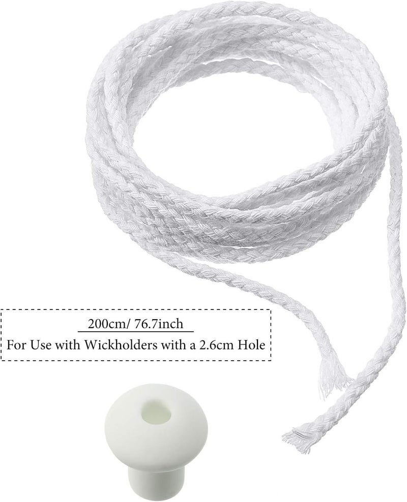 BBTO 6.56 Feet Candle Oil Lamp Wicks Replacement Braided Round Wick for Oil Lamps, DIY Handmade Candle Lantern Making Supplies for Eve Halloween Party(2.6 mm/ 0.1 Inch) - Image 2