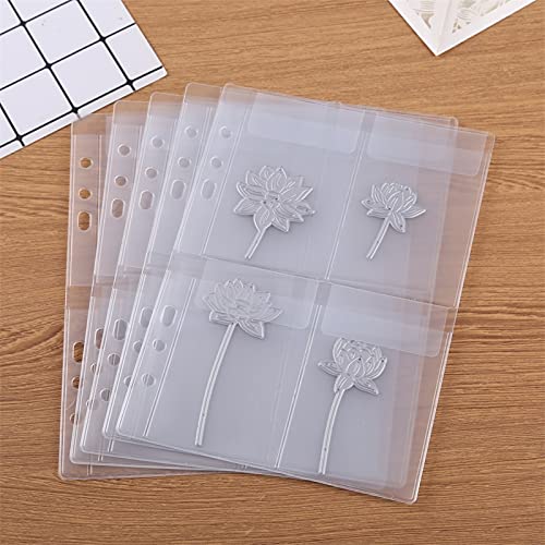 CYFUN DESIGN 10 Sheet Binder Pockets Inserts with four pockets A5 Size 6 Hole Binder Folder for Dies and Stamps Storage,Waterproof PVC Clear Bags Protectors for Cutting Dies Stencil Album Stamp Crafts - Image 5